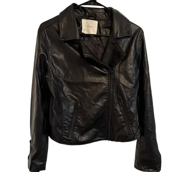 ANTHROPOLOGIE The Saige Faux Leather Motorcycle Jacket MEDIUM - Picture 3 of 13